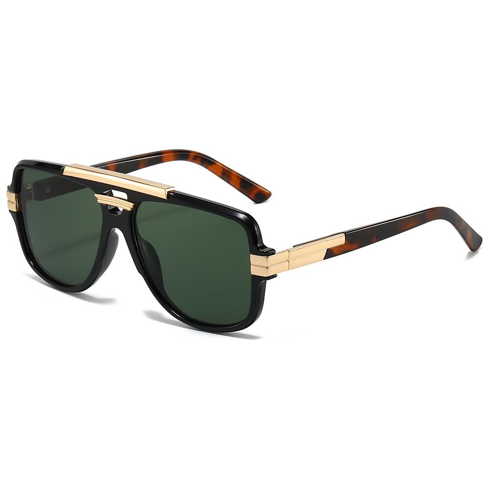 Trendy European-American Retro Square Frame Men's Metal Sunglasses