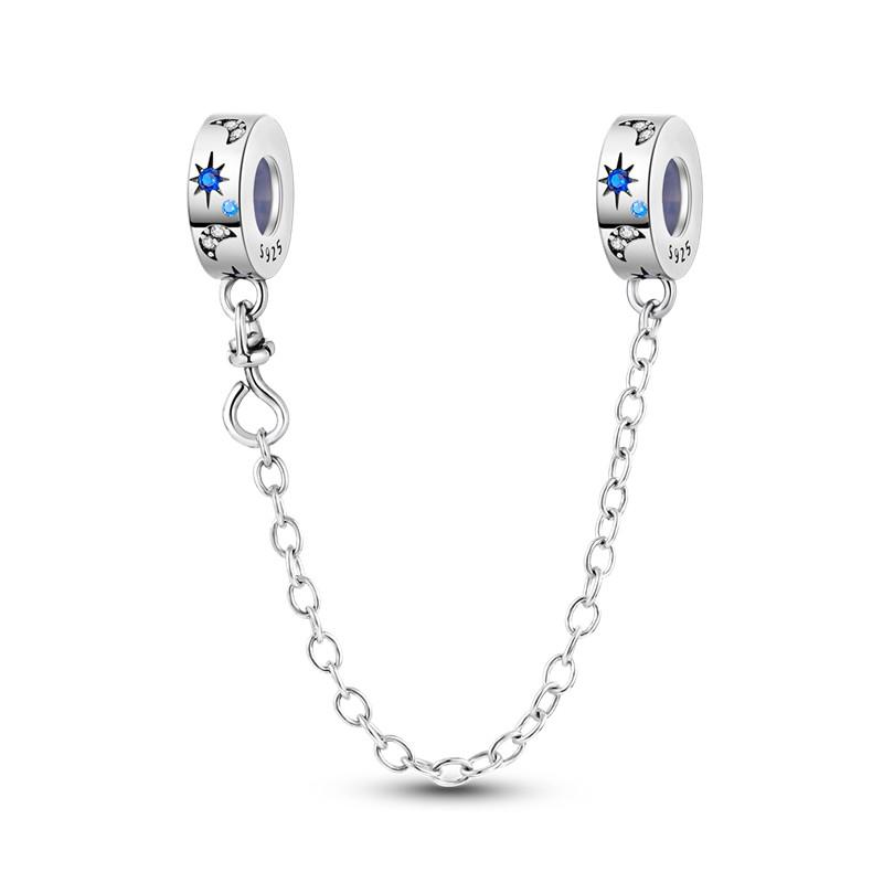 Sparkling Clear Copper Safety Chain Copper Safety Chain Charm Beads Fit Original Pandora Bracelet Diy Jewelry
