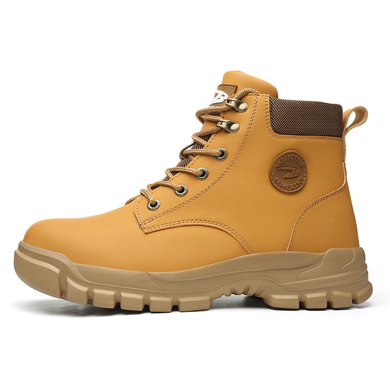 Fashion Mens Steel Toe Safety Boots Waterproof Leather Work Shoes Protective Work Boots High Top Safety Shoes Man Labor Protection Shoes