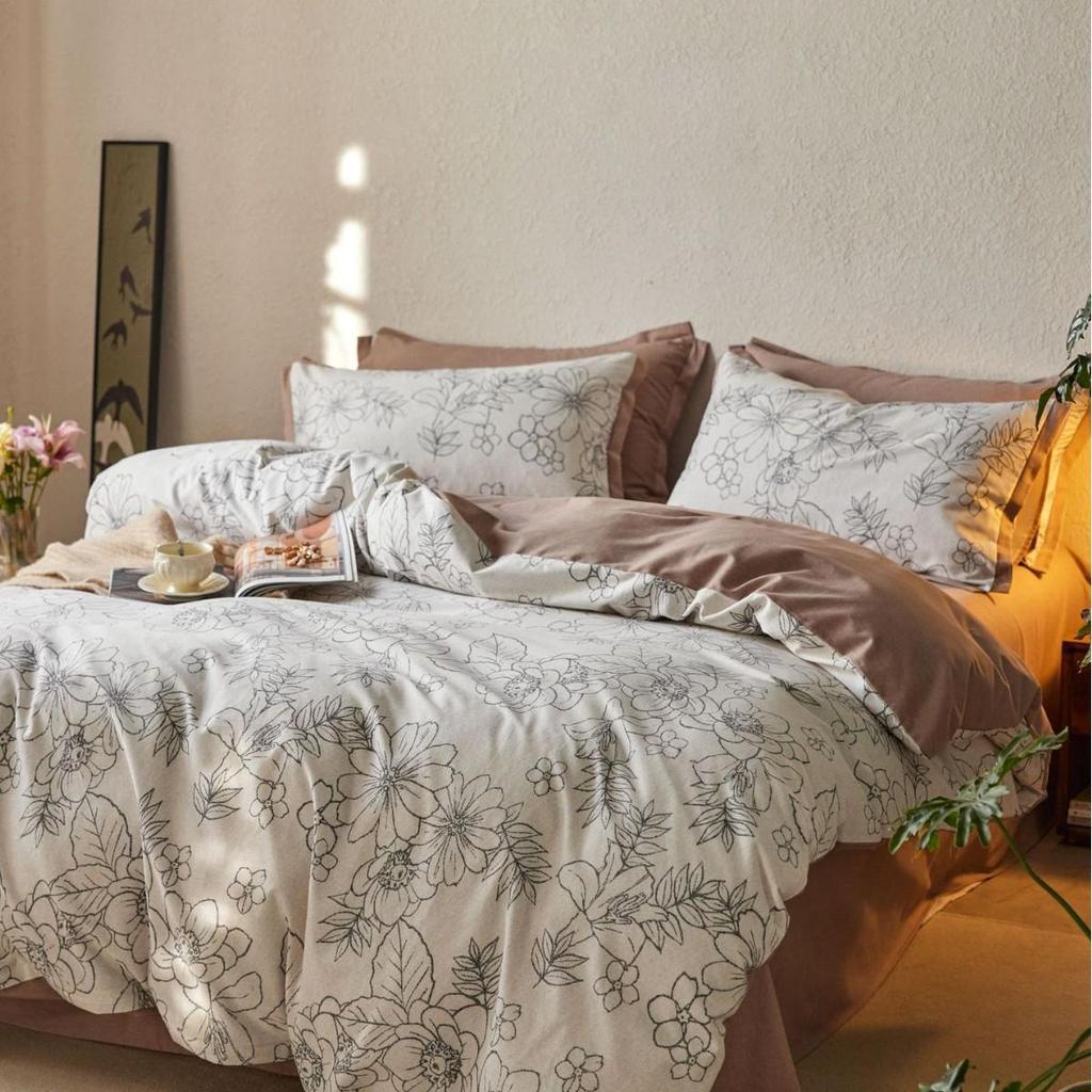 Premium 60s Brushed Cotton 4-Piece Sheet Set: Thickened, Warm, Autumn/Winter American Style