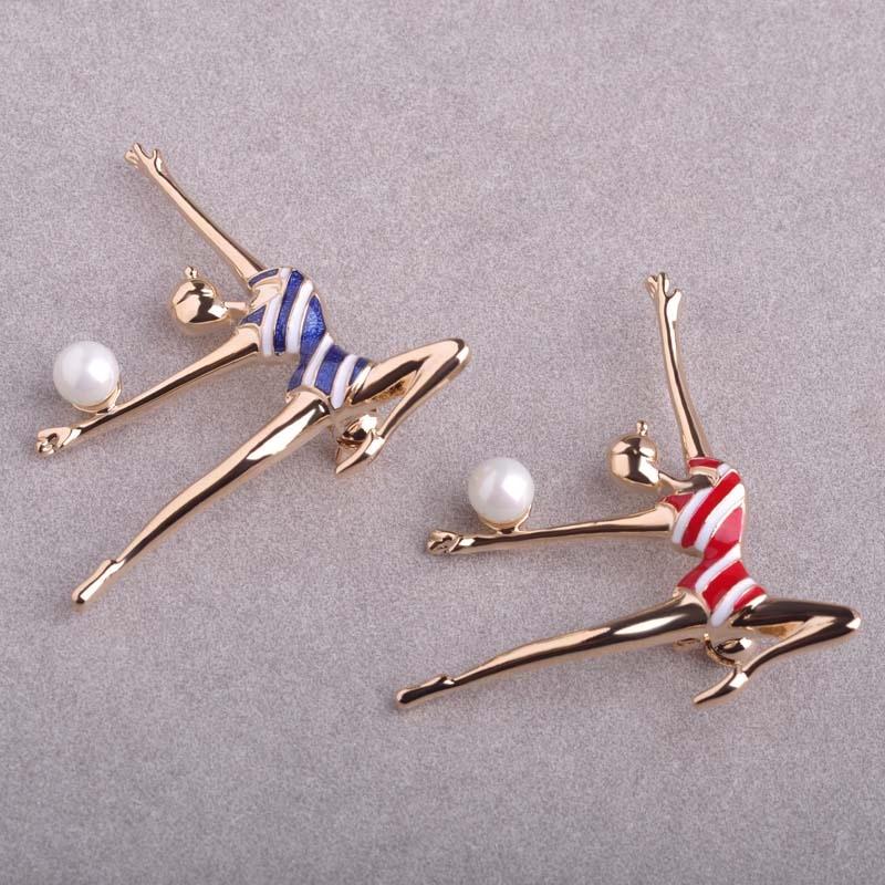 Blucome Beauty Girl Dance Brooches  for Women Corsage Suit Scarf Hat Pins Jewelry