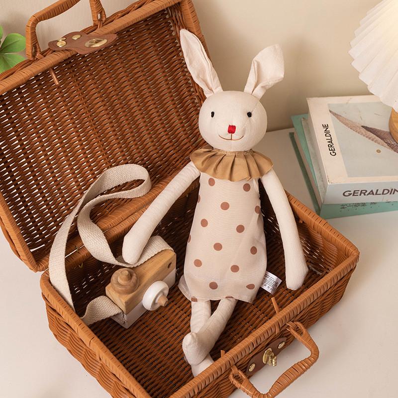 Peluche coniglio con vestiti rimovibili per bambini, regalo e comfort in tessuto morbido