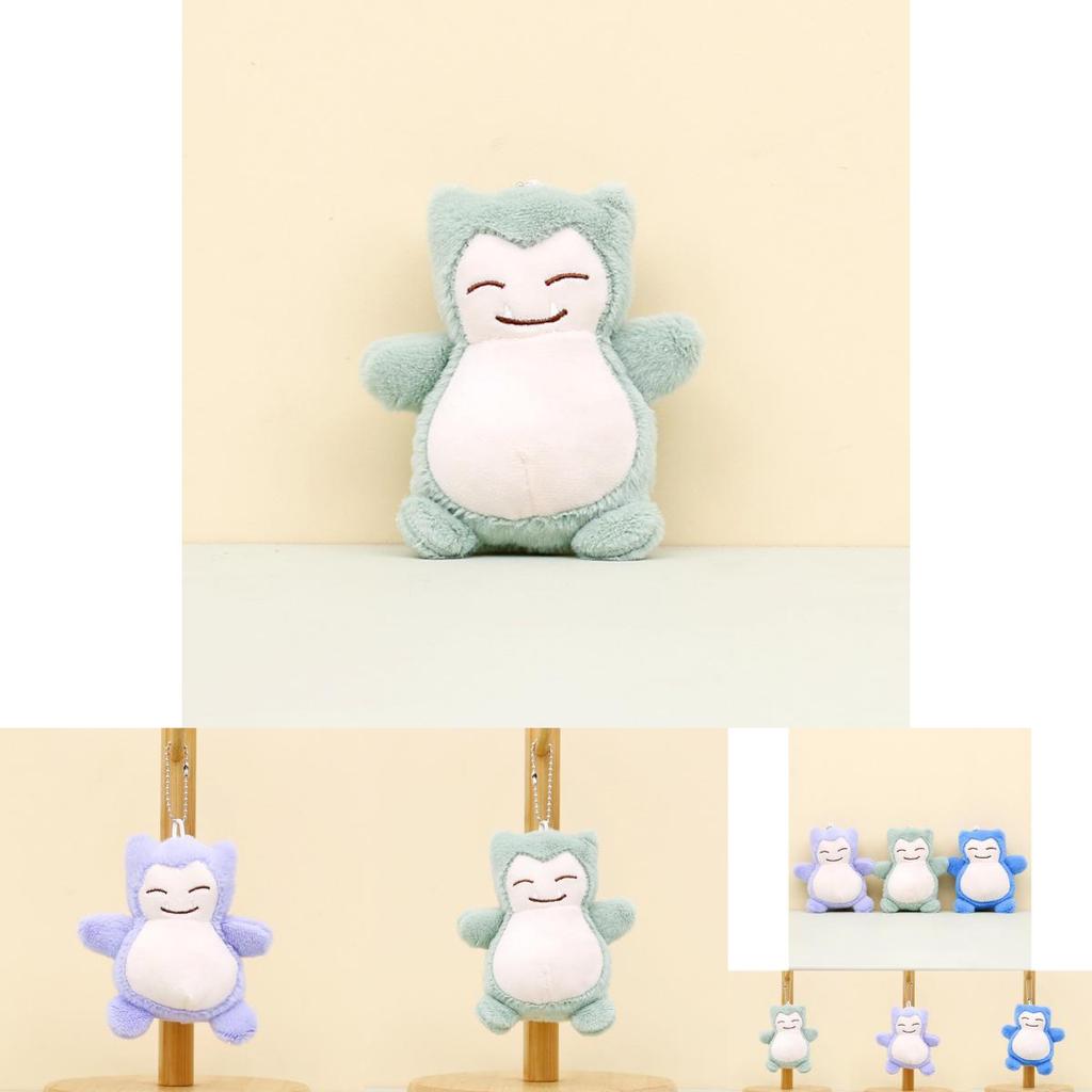 Kuscheliger Cartoon Snorlax Schlüsselanhänger Lavendel und Blaue Farben Weiches Plüschmaterial
