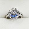 Celestial Blue Sparkling Moon Sun Star Crystal Ring for Women Fashion Elegant Stackable Finger Band Party Jewelry Gifts