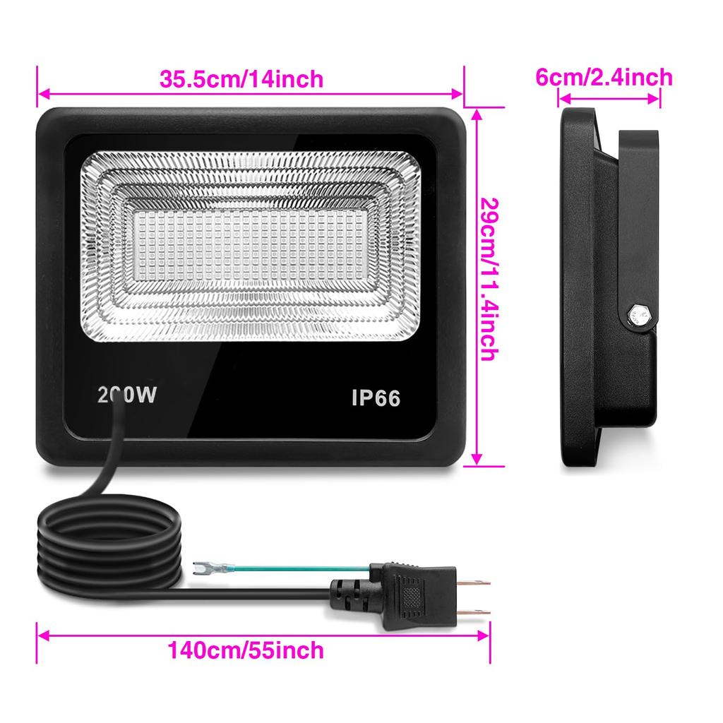 200W LED RGB Remote Control 20 Multiple Flashing Timing Perfect for Home and Indoor and Outdoor Lighting Floodlight, Color-Changing Strip, Colors,