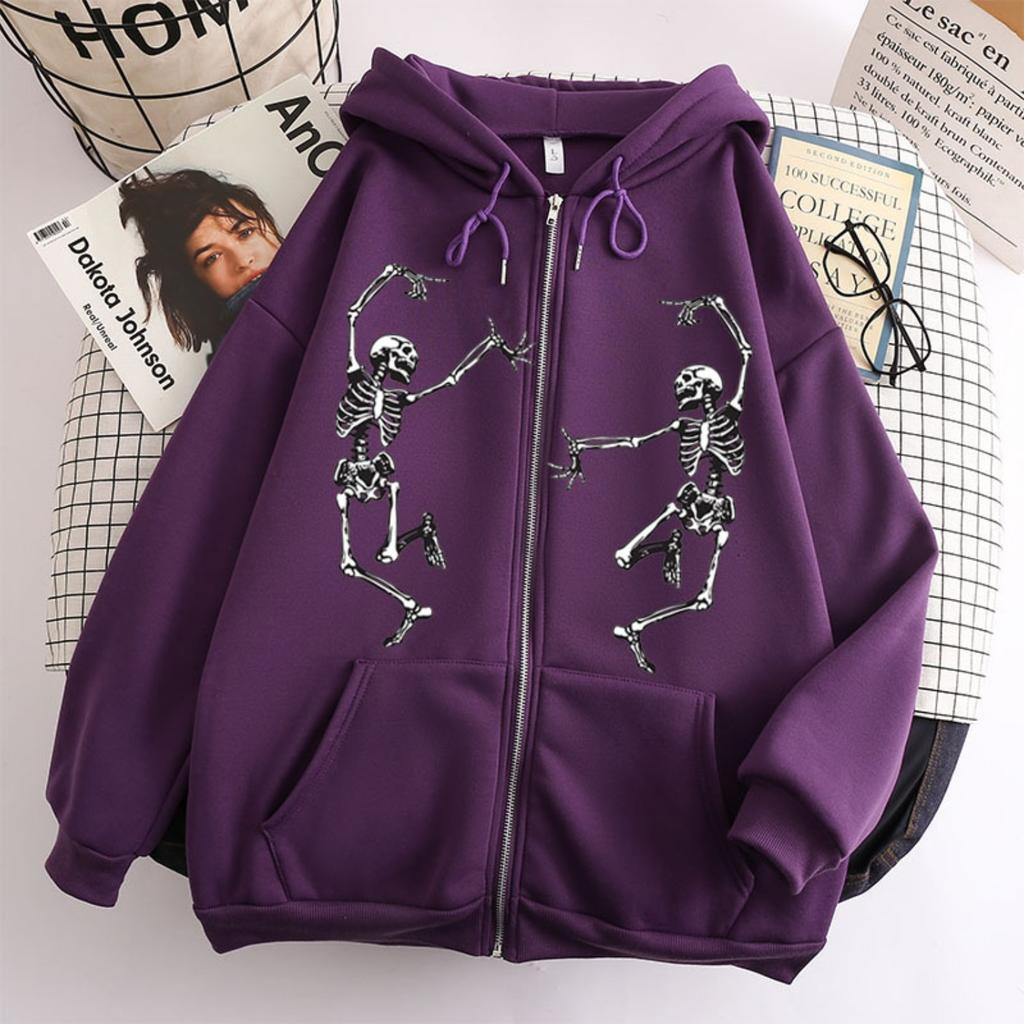 Women's Hooded Zip Up Loose Fit Long Sleeve Printed Butterfly Casual Cardigan Sweatshirt Jacket
