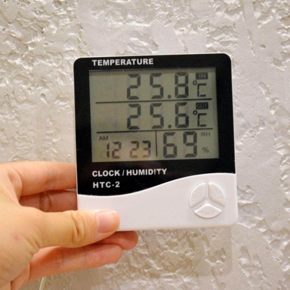 Hanging Desktop Table Clocks LCD Display Dual Temp Digital Humidity Monitor  Indoor Outdoor