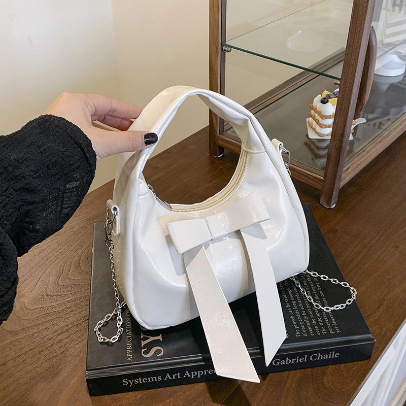 2025 Niche Trendy Bow Handbag Ins Korean Underarm Bag Female Foreign Style Shoulder Messenger Bag