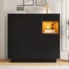 Shoe Cabinet with One Drawer and Adjustable Shelves In Black and Wood Is Perfect for Modern Hallways. It Offers Space for 14–18 Pairs of Shoes.