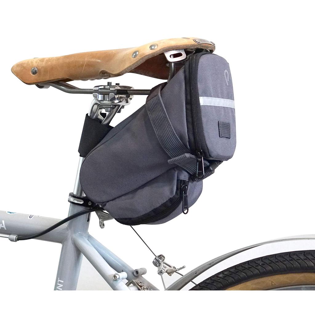 Vincita Bike Saddlebag with Pump LED Internal Mesh and Reflective Safety Strips for Commuting Mountain and Road Gray Strap, Mount, Pocket, Bikes,