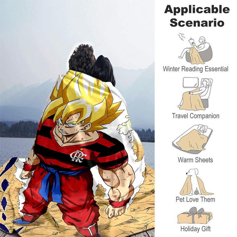 1pc Super Saiyan Flamengo Flannel Blanket Soft Warm Throw Blanket for Bedroom Living Room Bed Travel Camping Picnic Gift. MT7160186
