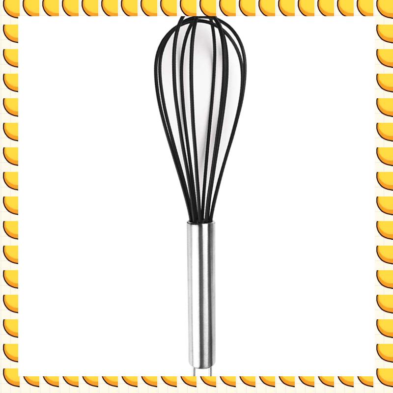 

BAAU 2X Silicone Kitchen Whisk,10 Inch Silicone Whisk Egg Beater, Very Sturdy Kitchen Wire Balloon 600ºF Heat Resistant чорний