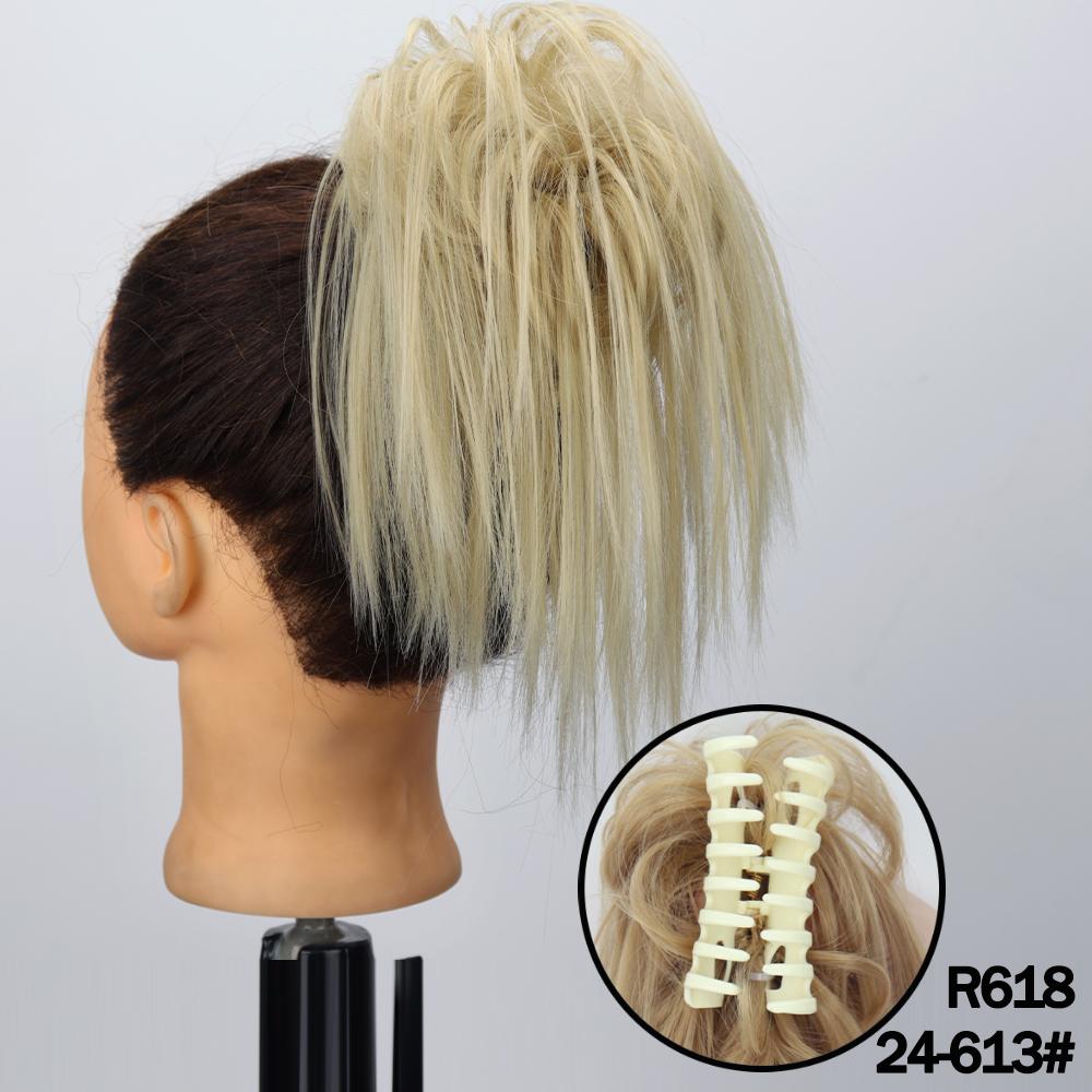 MERISIHAIR Synthetic Messy Hair Bun Claw Clip-in Hair Extensions Natural Grey Brown Claw Clip Bun Accessories For Everyday Wear
