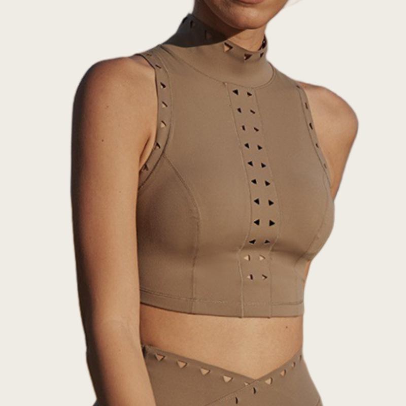 

Элегантный комплект для йоги с вырезом на спине и юбка для тенниса с высокой горловиной и V-образным поясом M