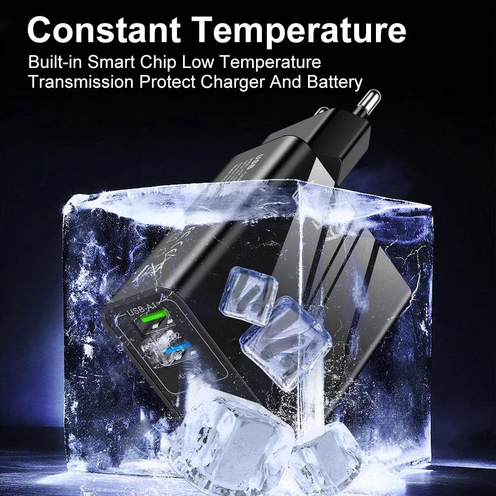 65W Rychlá Nabíječka Mobilní PD Nabíjení 3 USB Type-c Cestovní Nabíječka s Více Rozhraními 3.1A Pro Samsung Xiaomi iphone EU US UK Adaptér
