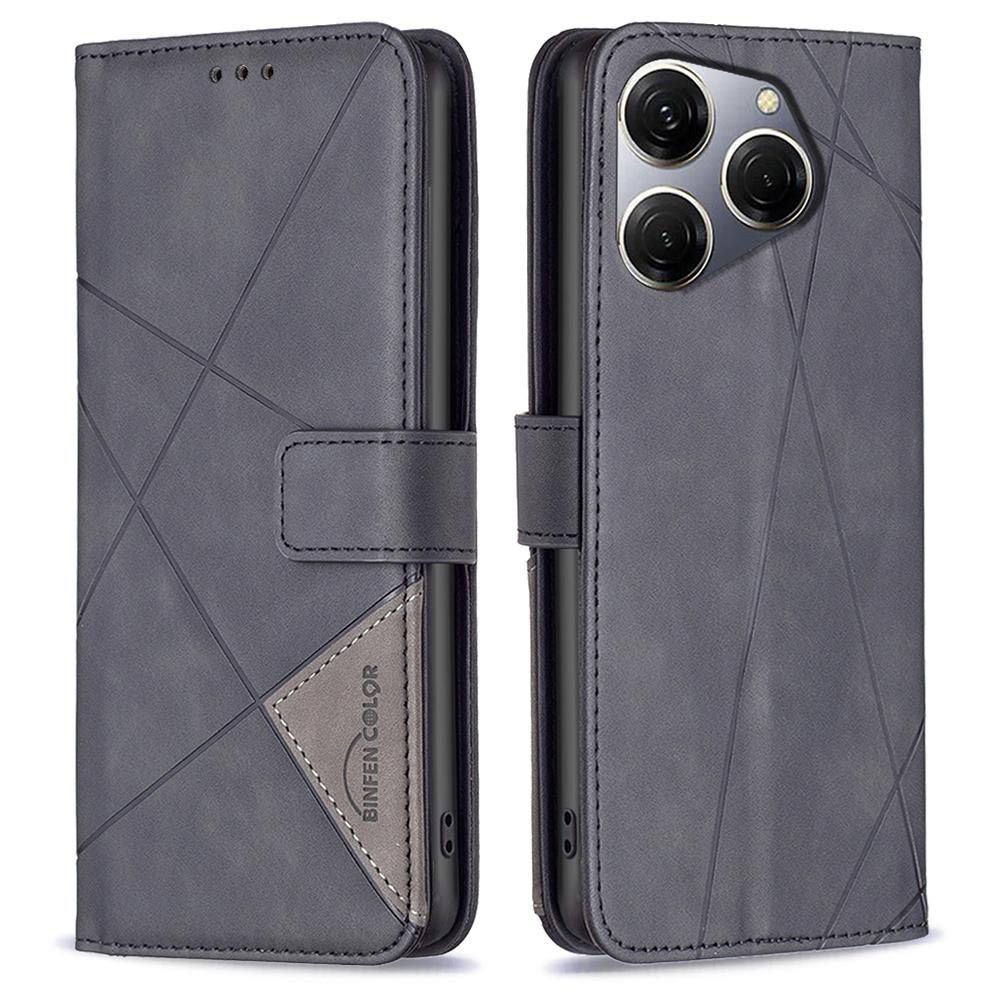 For TECNO Spark 20 Pro Phone Cases Wallet Stand Geometry Imprint Leather Cover