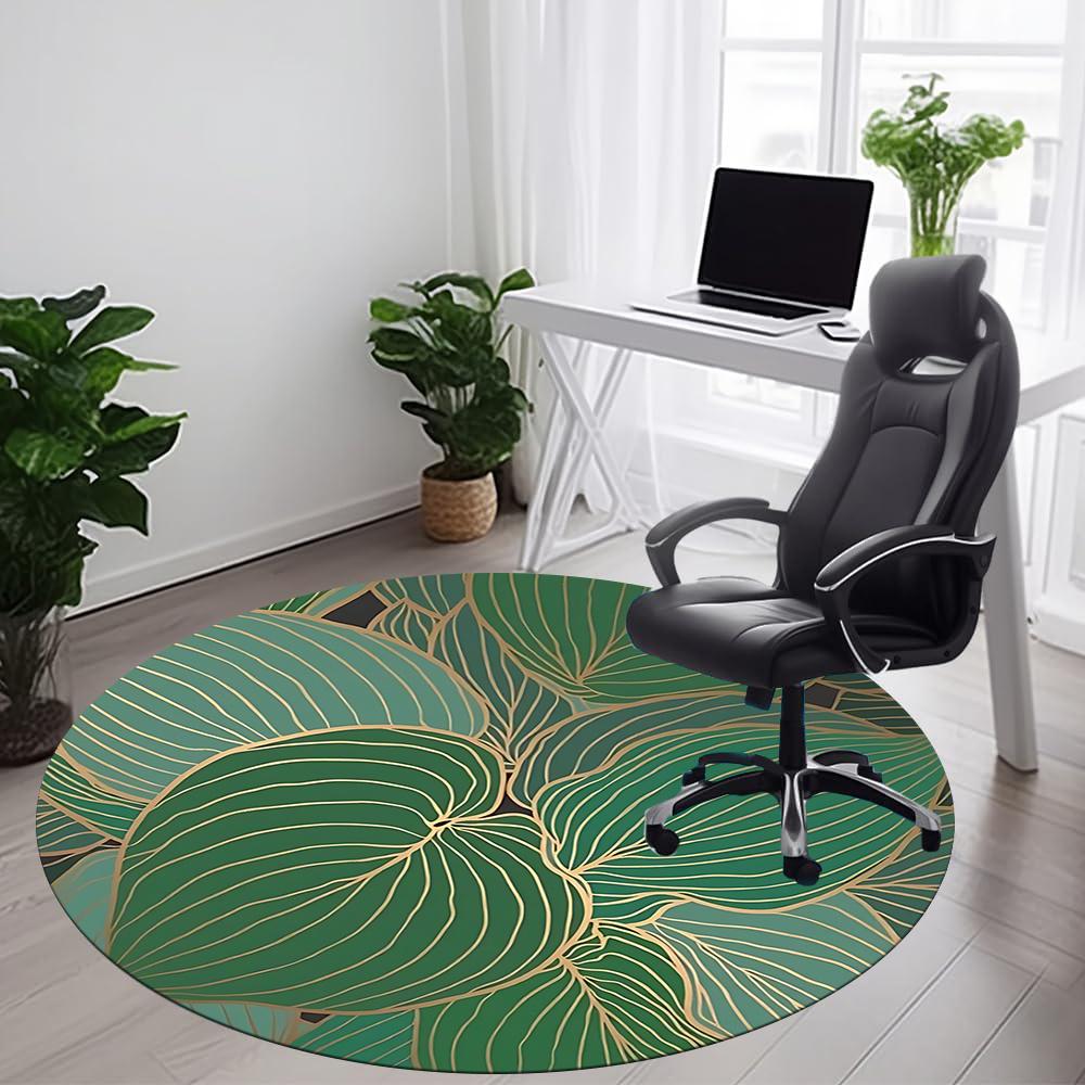 1pc Leaf Pattern Office Round Area Rug, Indoor Mat Suitable ForOffice, Under Office Chairs Bedroom Living Room Home Decor, Room Decot105