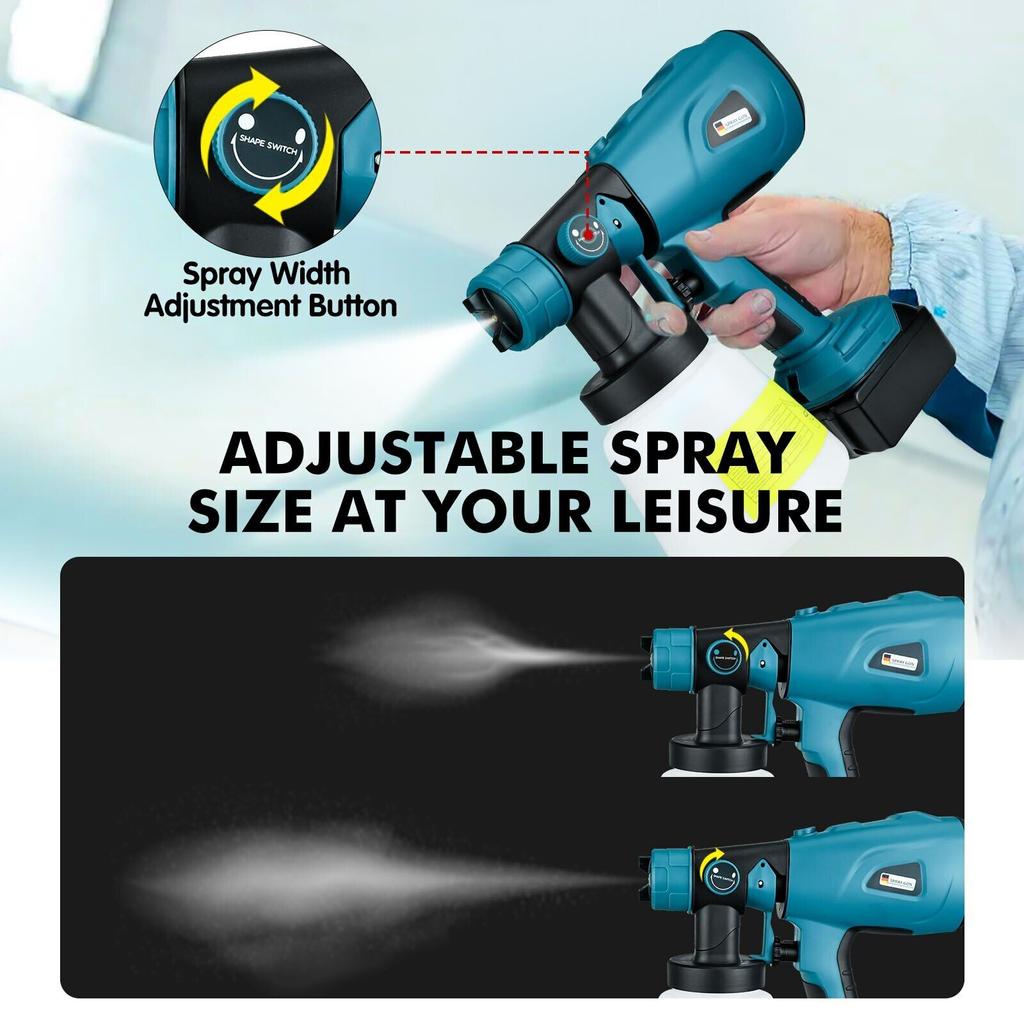 Cordless Electric Spray Gun with 3 Spray Patterns For Makita 18V Battery Handheld 800ML High Power Electric Paint Sprayer