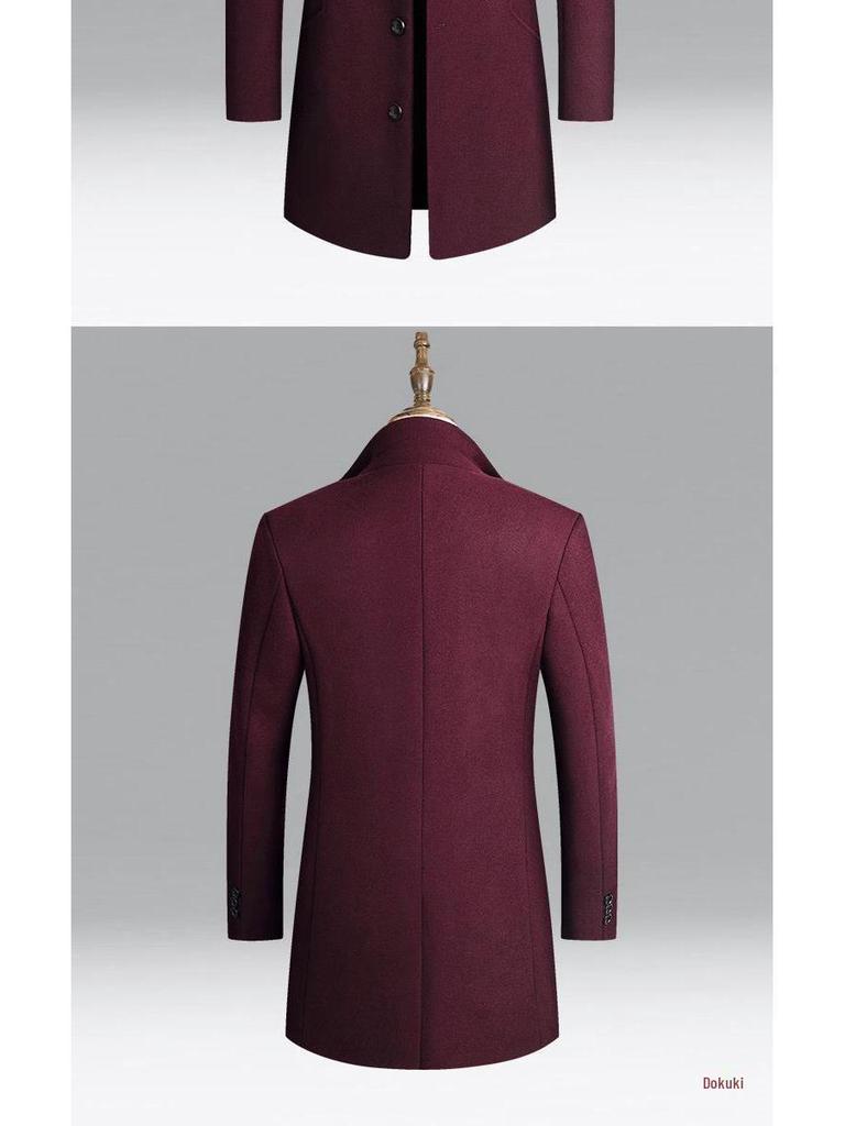 Men's Slim Woolen Windbreaker Jacket - Autumn/Winter 2022, Medium/Long Coat