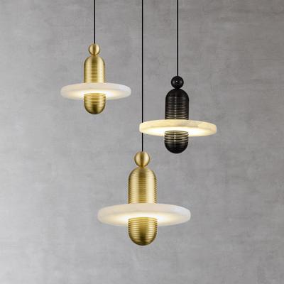 LED-Pendelleuchten aus Naturmarmor Gold Schwarz Aluminium Direktversand Esszimmer Nachttisch Hängelampe Kabel verstellbar Stein