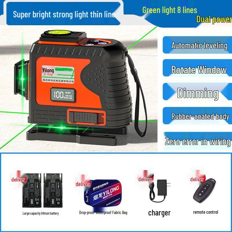 

High Precision 12-Line Green & Red Light Laser Level Meter for Outdoor Use