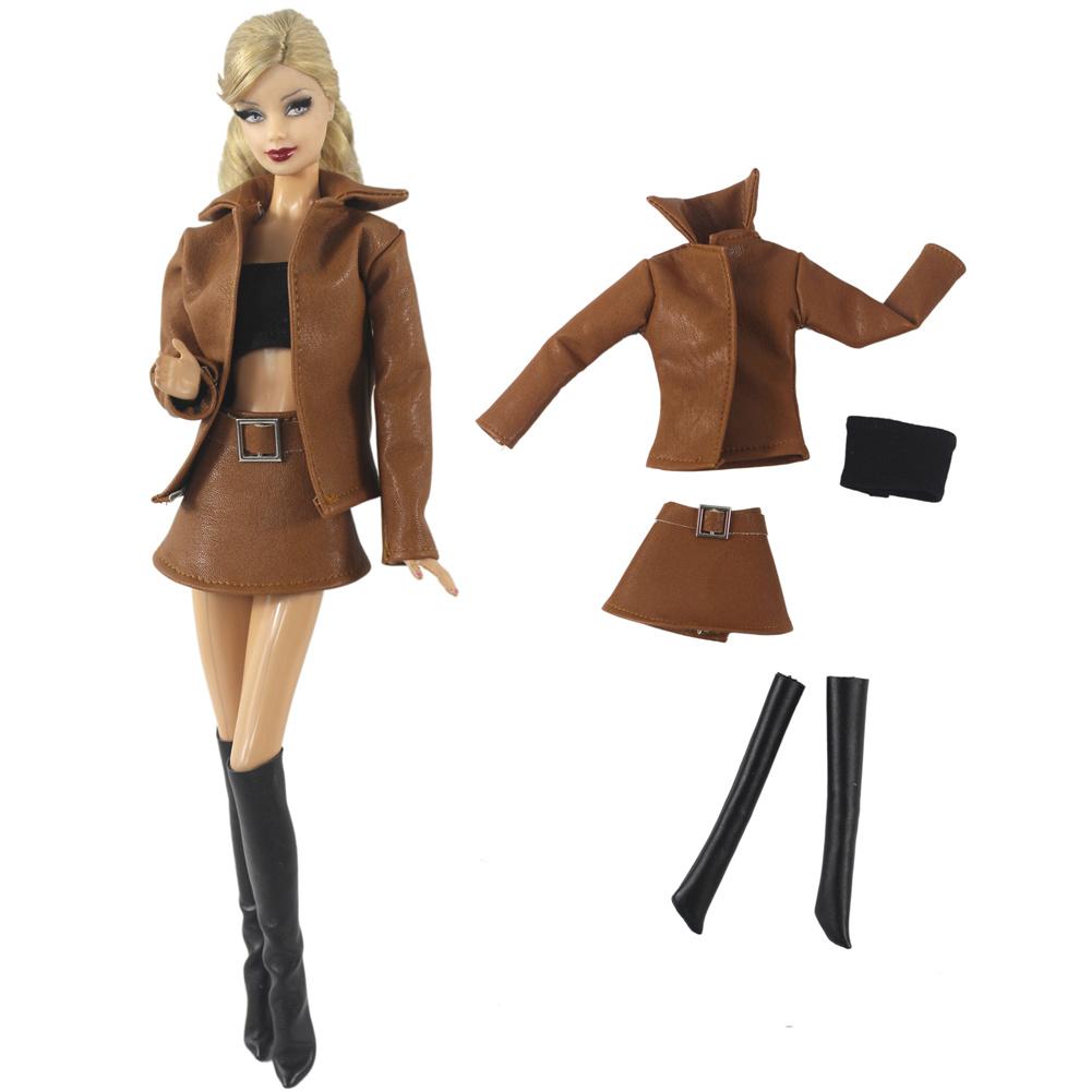 1 Set 11,5 Zoll Puppe Lederkleidung 1/6 Puppenkleid 29-32 CM Puppenmantel Für FR ST Puppenzubehör Kleidung Damen Partykleidung JJ