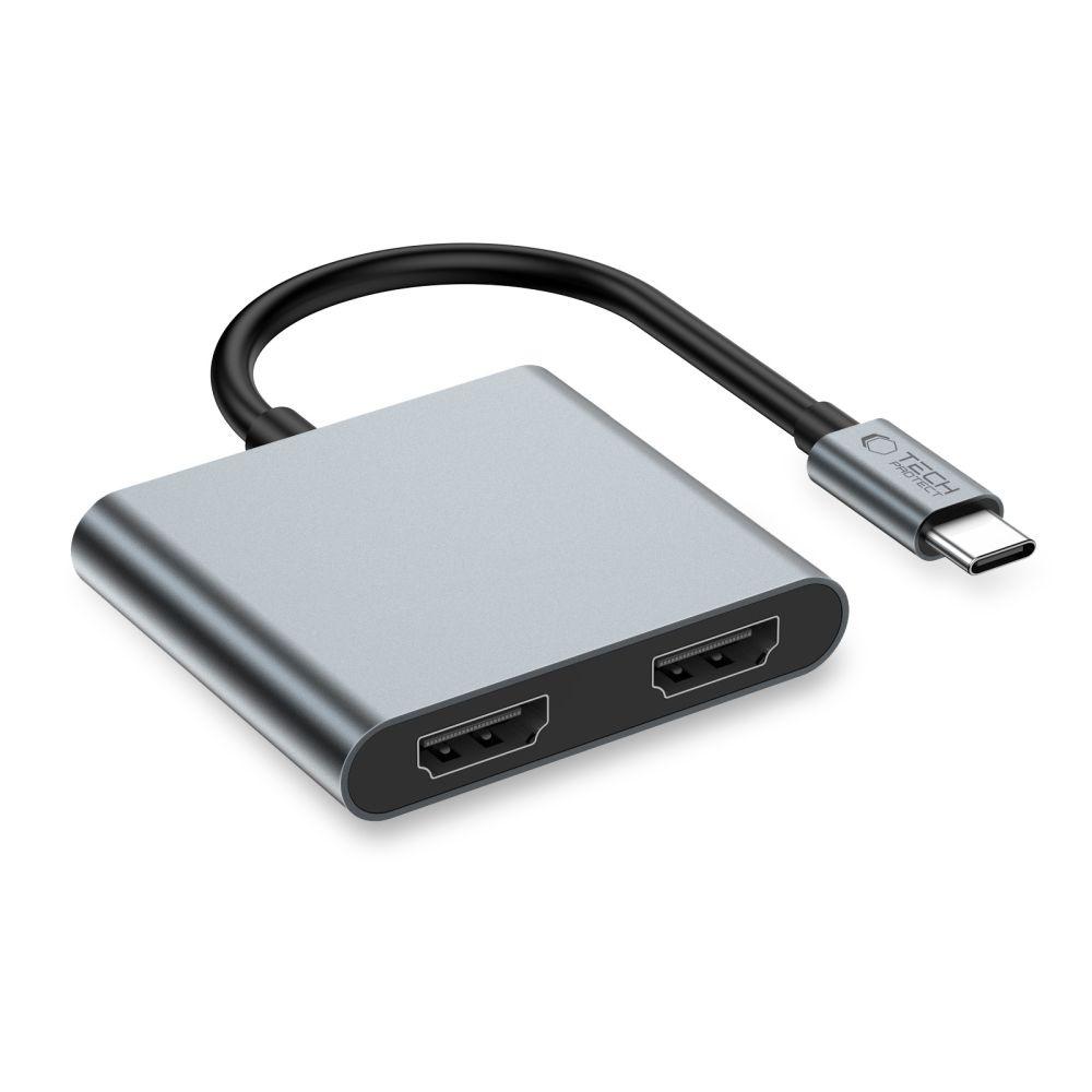 Hub Adapter 4In1 Usb-C Usb-A 2X Hdmi 4K 60Hz - Gray