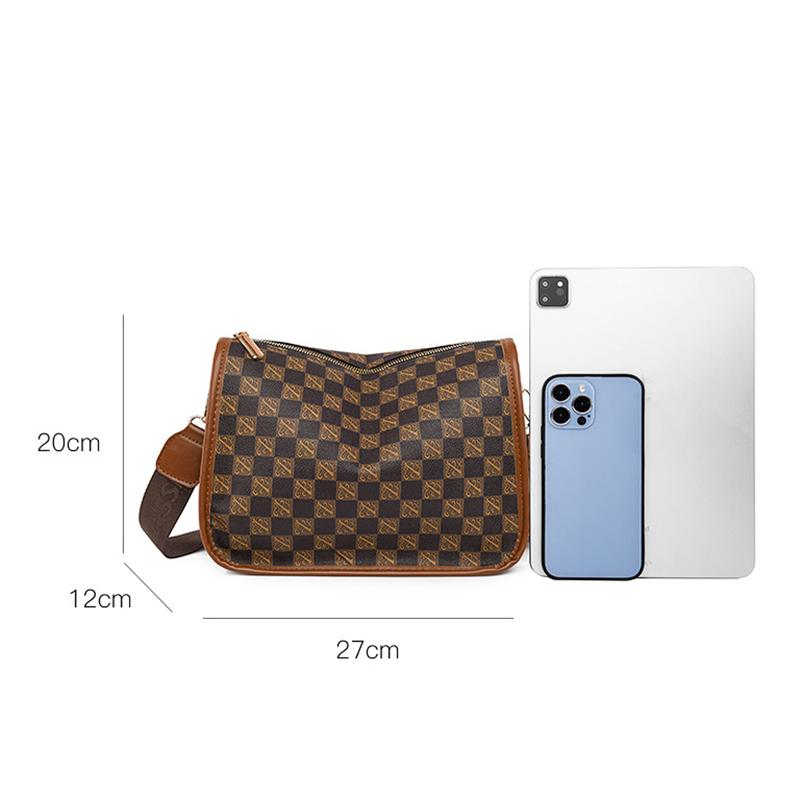 Classic Plaid Bags For Women Fashion Printed Shoulder Bag Large-Capacity Pu Leather Crossbody Bag Daily Use Handbag Purse CLE