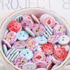 Basteln Scrapbooking Nähen 15mm 2 Löcher Holzknöpfe Gemischter Druck Rundes Muster Dekorative Knöpfe