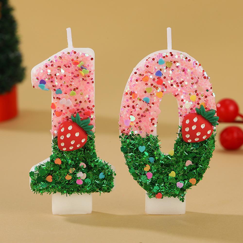 Strawberry-Shaped Birthday Cake Candles: Cute & Creative Number Decorations for Parties