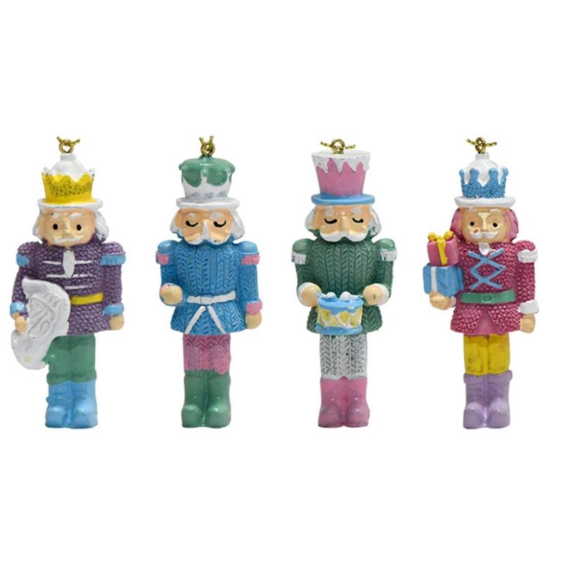 

Pack of 4 Candy Color Nutcrackers King and Soldier Statue Christmas Decorative Hanging Resins Nutcrackers Toy Decors 1