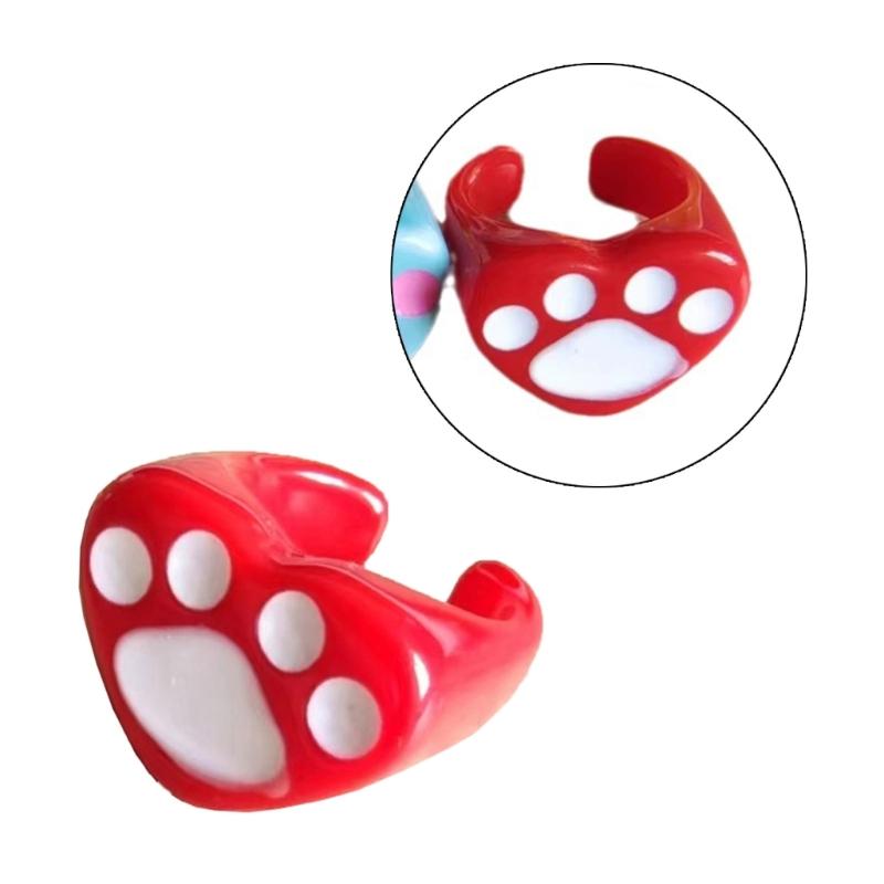 Resin Bear Paw Rings Casual Outfits Heart Open Rings Fashion Adjustable Finger Rings Personality Bear Paw Joint Rings