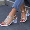 Women's Rhinestone Butterfly Embellished High Heeled Sandals - Fashionable Versatile Square Toe Crystal Arch Support Sandals
