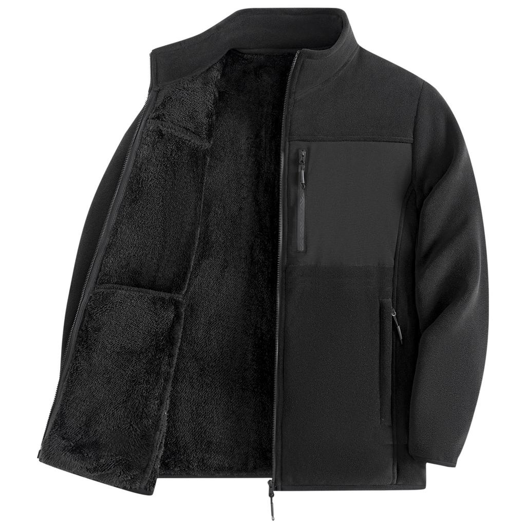 Men's Zip-collared Fleece Jacket Plus Fleece Heavy Thermal Jacket Outdoor Windproof Thermal Overcoat