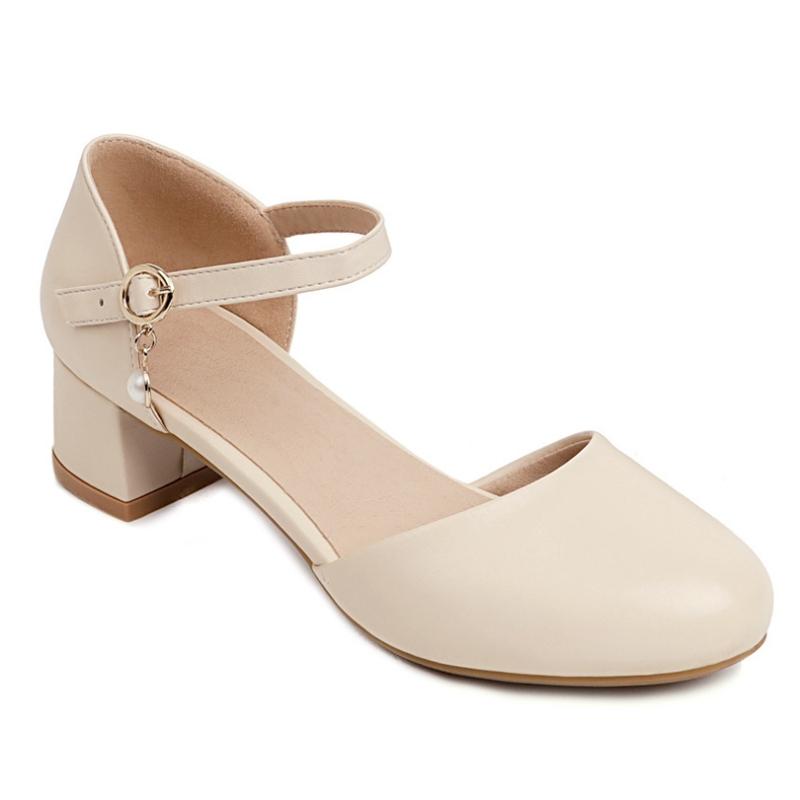 

Туфли Мэри Джейн на низком каблуке с ремешками, женские, летние, удобные, элегантные, на небольшом каблуке, для вечеринки, свадьбы, офиса, для девочек, большого размера 39 бежевый