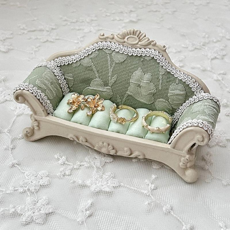 Portable Resin Accessories Showcase Decorative Stand Sofa Shape for Jewelry Display and Collectible Figurine Arrangement
