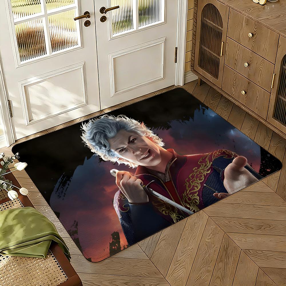 1pc B-Baldurs Gate 3 Creative Pattern Hanging Absorbent Non-Slip Floor Mat Flannel Rug Bedroom Living Room Door Mat Home Decor