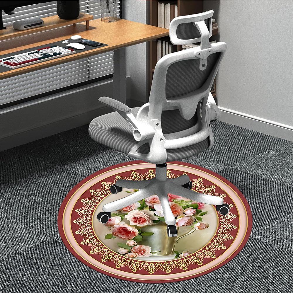 

1pc Floral Decorative Chair Carpet for Office, Soft Comfortable Mat For Office, Living Room, Bedroom, Machine Washable Carpet yy251112150 80cm by 80cm