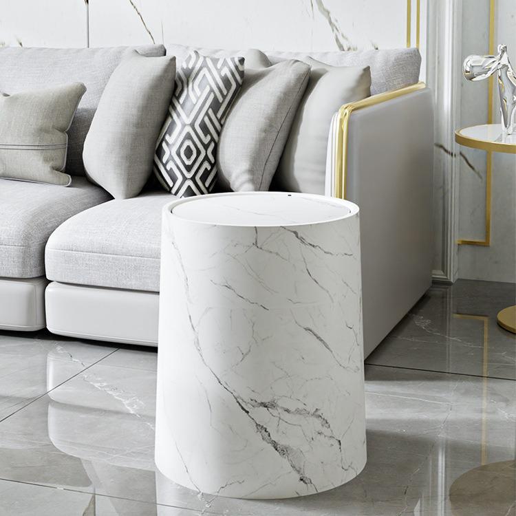 High-Capacity Marble Pattern Flip-Top Trash Can for Kitchen, Living Room, or Bathroom - 2024 Edition