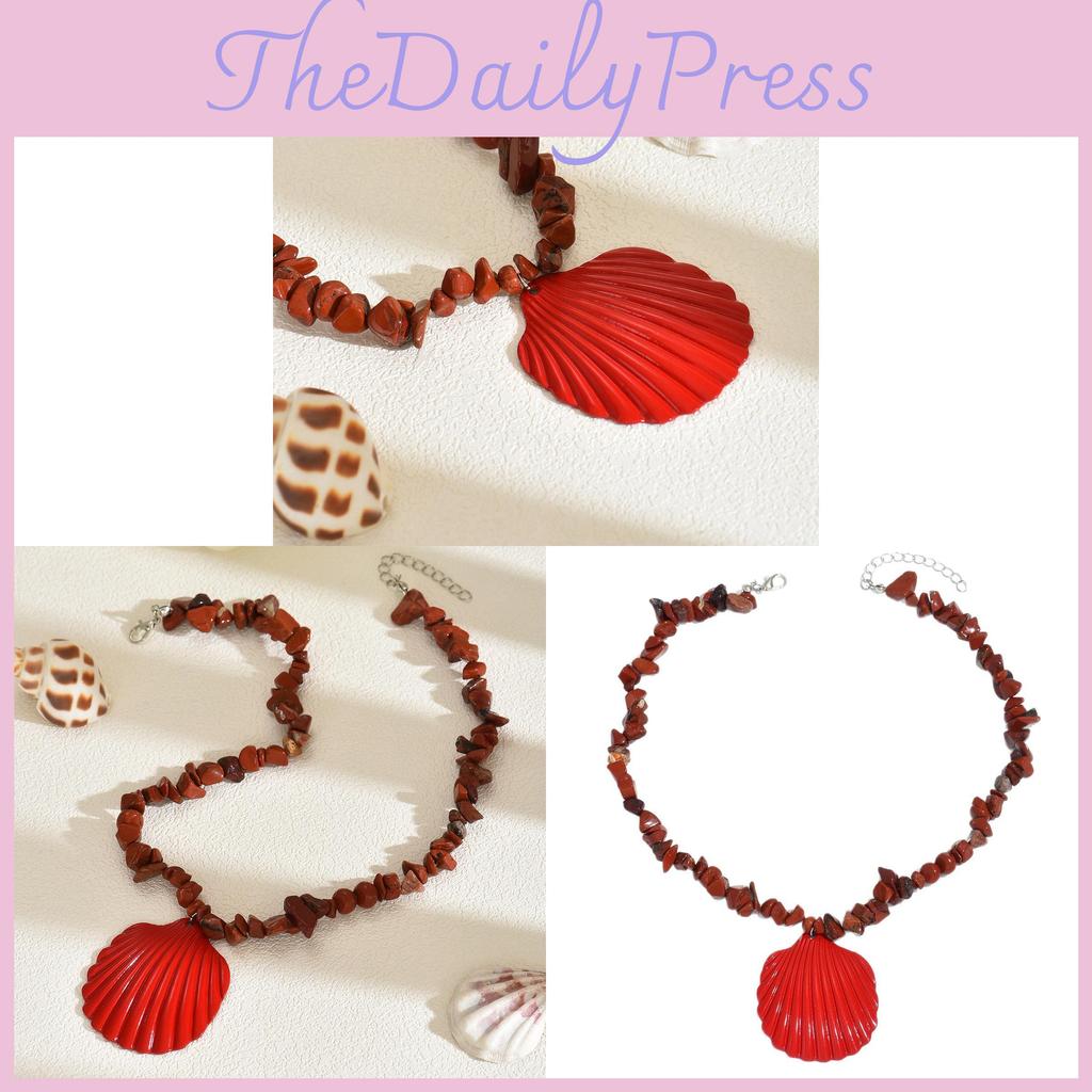 Bohemian Shell Pendant Necklace With Colorful Stones For Women Summer 2025