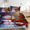 3pcs Christmas Snowman Family Bedding Set - Includes One Quilt Cover and Two Pillowcases (No Core) - Festive Decor for Bedroom and Guest Room - Polyes