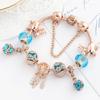 Pan's Blue Crystal Dream Catcher Rose Gold Ladies Bracelet