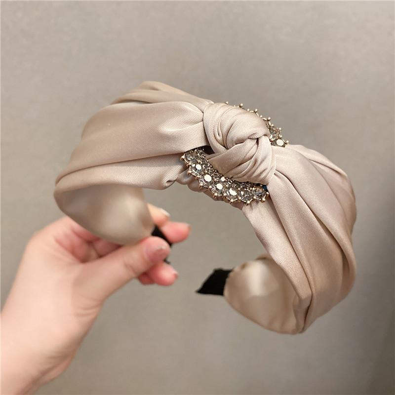 Exquisite Women Headpiece Knotted Satin Cloth Hairband for Adult Shopping Party Headdress Wide Female Hair Hoop Accessories