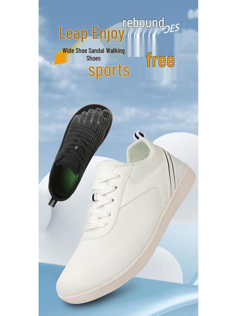 Men's and Women's Breathable Wide-Toe Comfortable Flyknit Walking Shoes with Soft Soles