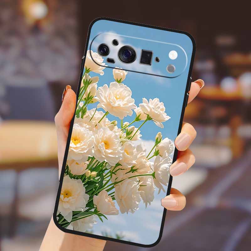 For Google Pixel 10 Pro XL Cover Silicone TPU Phone Case for Pixel10 Pro XL Flowers Gift Para Black Back Soft Protective Capas