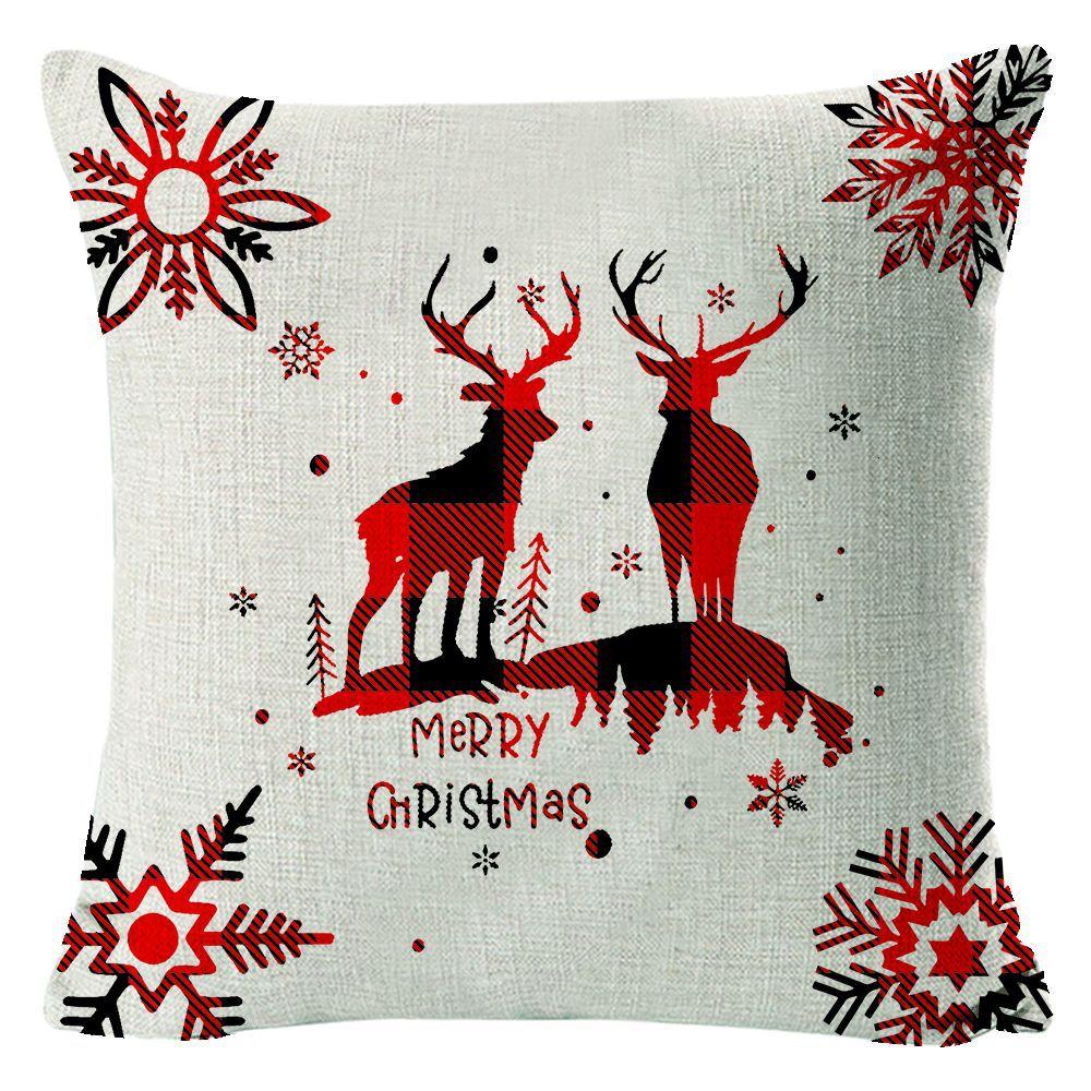 New Christmas Pillow Cover Elk Linen Print Pillow Cushion Cover Sofa Decorative Cushion