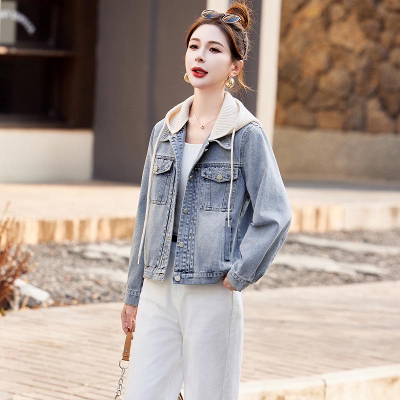 Women's Hooded Loose Denim Jacket - Spring 2025 Fashion (HJ2509)