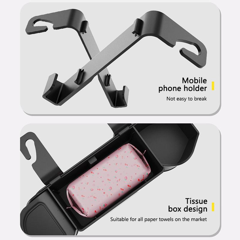 SEAMETAL 7 In 1 Car Backrest Storage Box Organizer Multifunctional Tissue Car Cup Holder Seat Back Storage Box