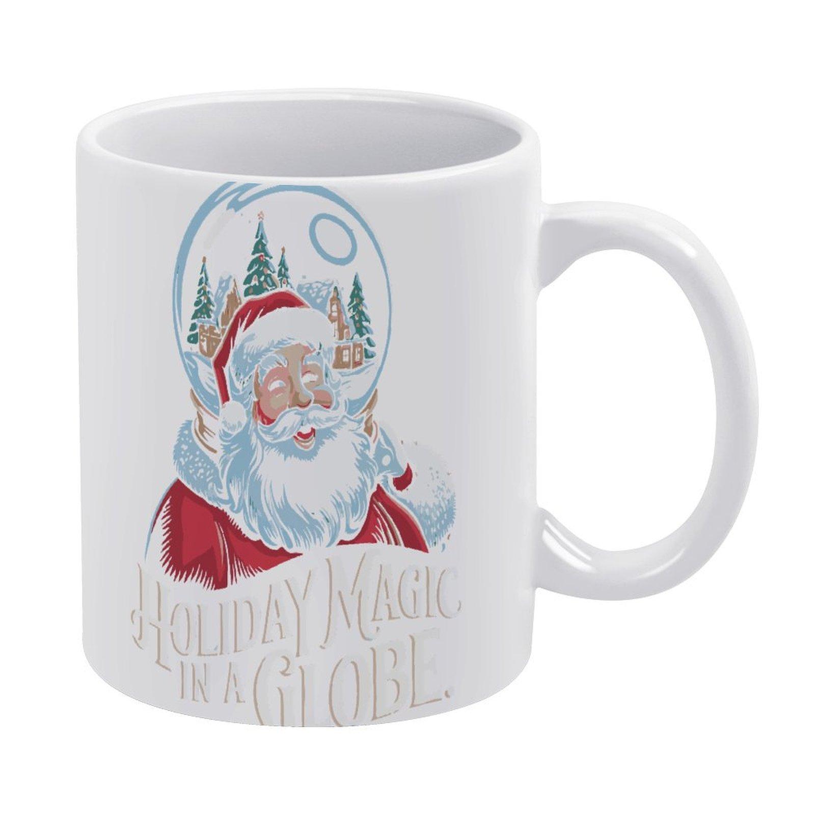 

11oz White Coffee Mug with Printed Surface on Both Sides, Glossy Ceramic Cup for Hot Drinks in Kitchen, Study Room or Office Desk