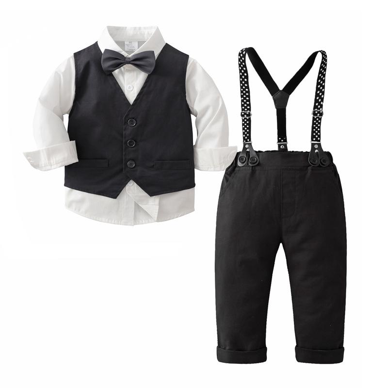 

Boys Three-Piece Spring & Autumn Formal Overalls Suit for Gentlemen 120cm/3-4 Years чорний